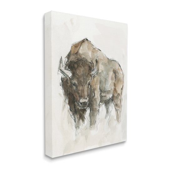 Stupell Industries Western American Buffalo Brown Country Animal Canvas Wall Art